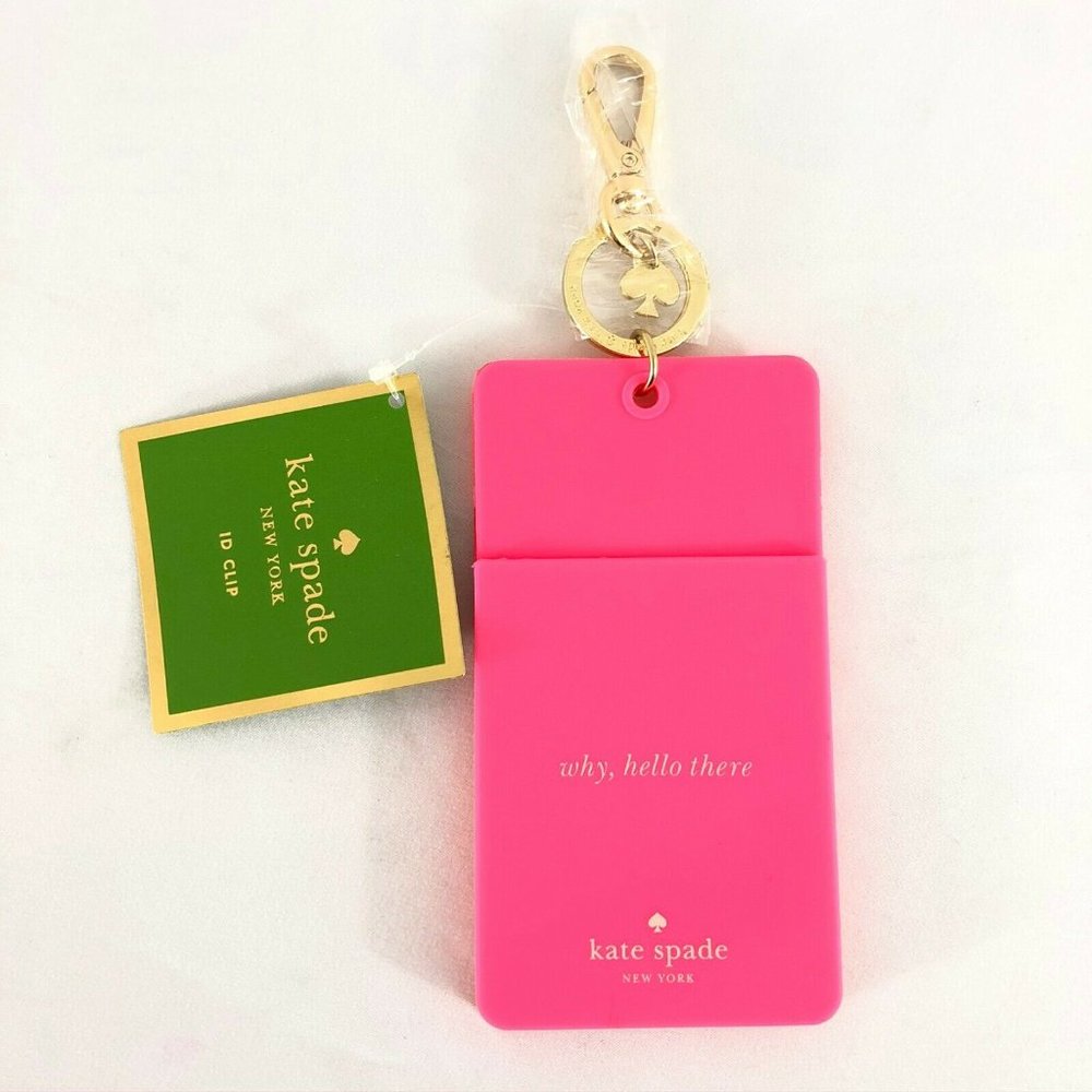 Kate Spade Womens ID Clip Holder Why Hello There - Picture 2 of 3